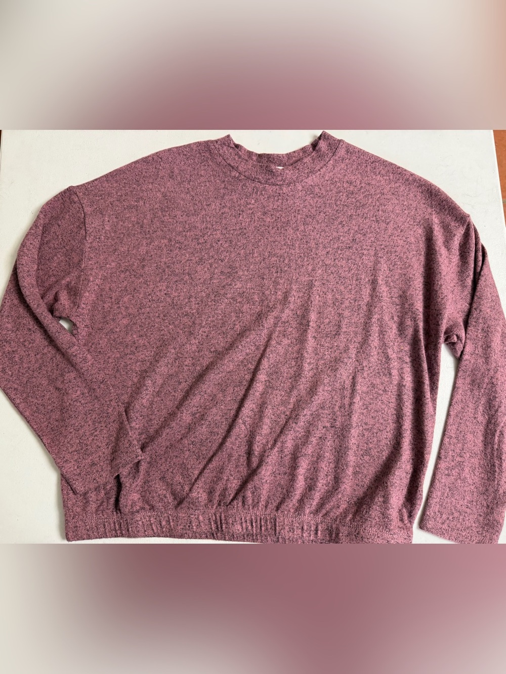 Cherish Women’s Crewneck Sweater in Heather Mauve Pink Size S